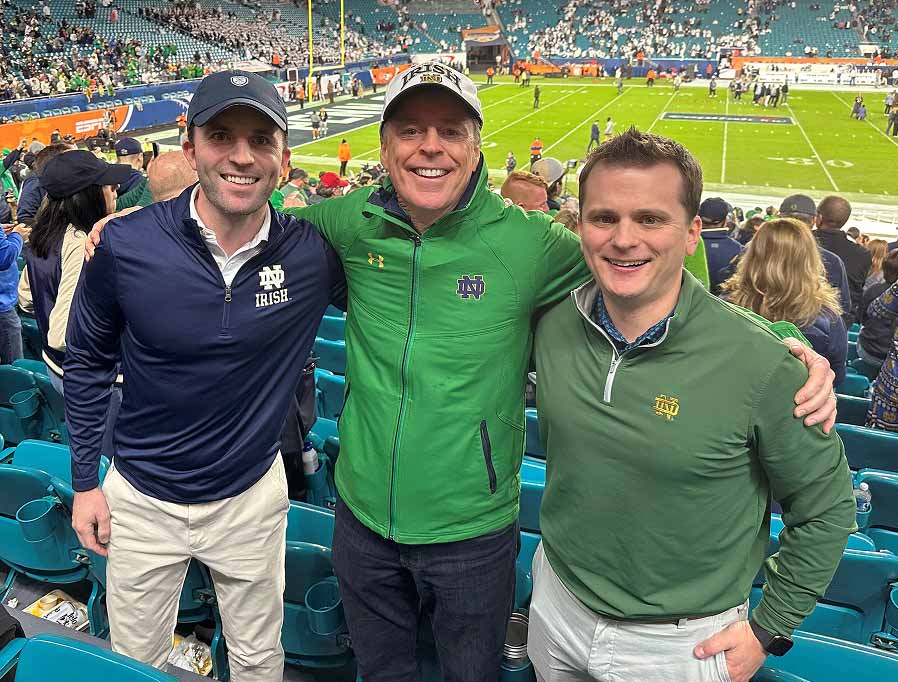 Andrew, Tom, and Michael at a Notre Dame game